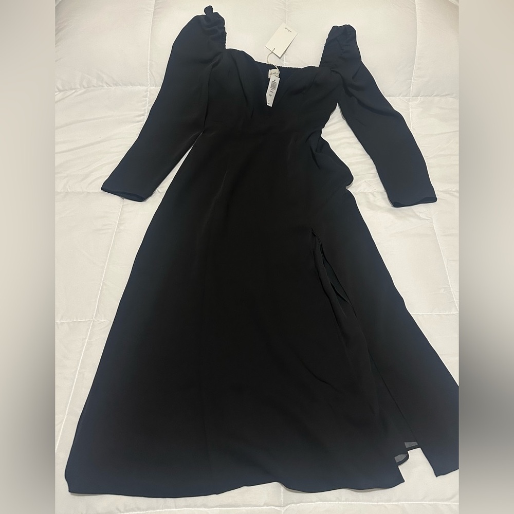 Wilfred Black Long Sleeve Midi Dress
